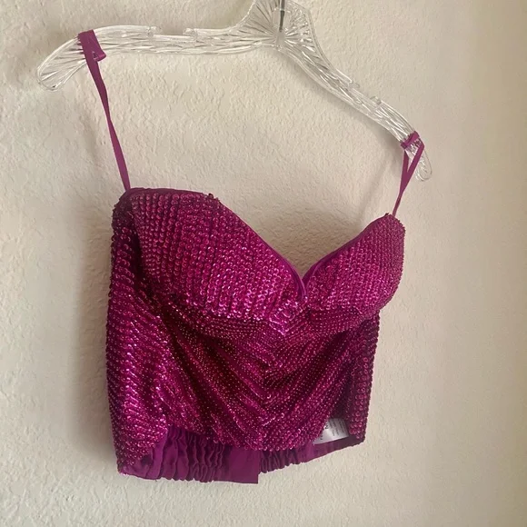 Retrofete Pink Beaded Bustier Top Size M - Picture 14 of 16